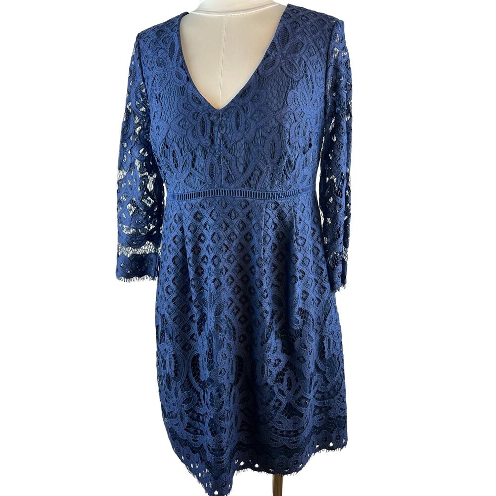 A Pea in the Pod Maternity Navy Lace Dress Size M Long Sleeve Wedding Guest